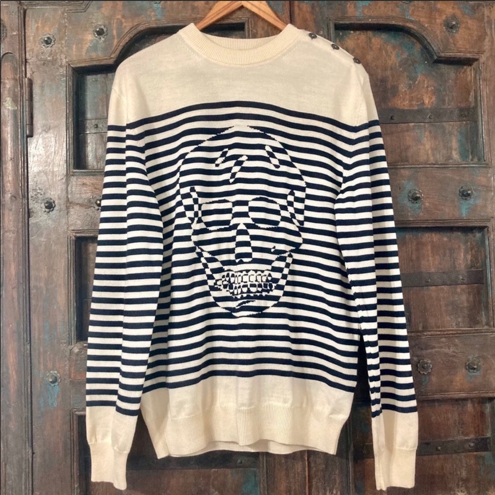 Alexander McQueen striped skull sweater ivory L